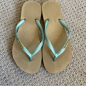 Havaianas Slim Sea Blue Flip-Flops Womens 6 37 38